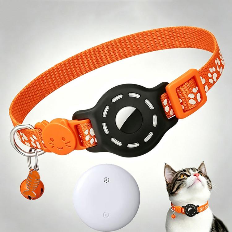 Smart Cat Collar With Built-In Tracker Reflective Paw Prints Compatible with Google Find My