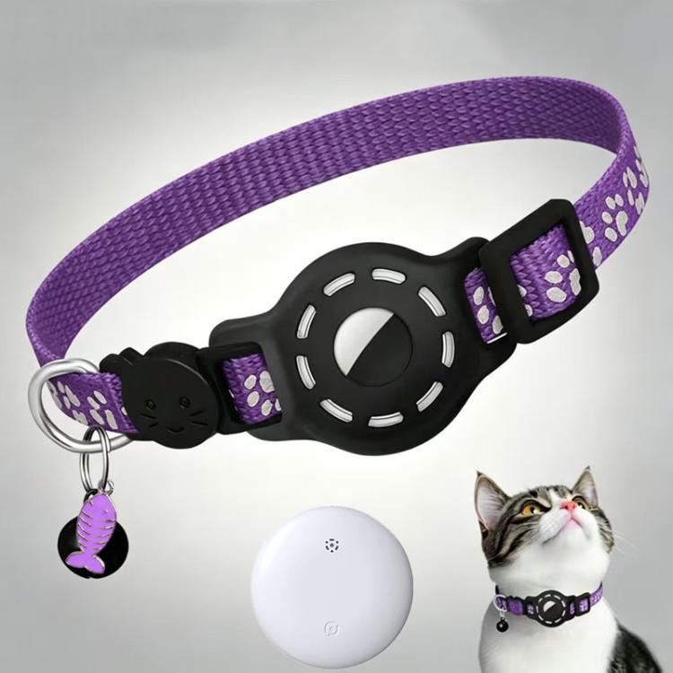Smart Cat Collar With Built-In Tracker Reflective Paw Prints Compatible with Google Find My