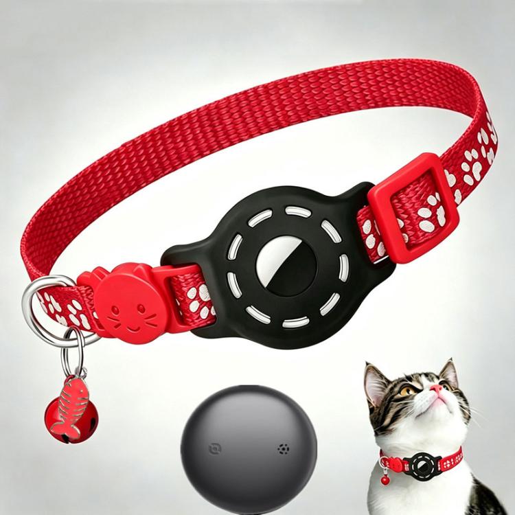 Smart Cat Collar With Built-In Tracker Reflective Paw Prints Compatible with Google Find My