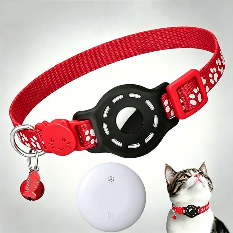Smart Cat Collar With Built-In Tracker Reflective Paw Prints Compatible with Google Find My