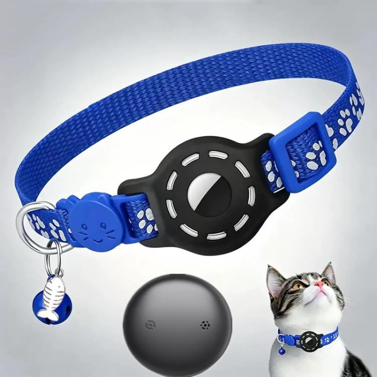 Smart Cat Collar With Built-In Tracker Reflective Paw Prints Compatible with Google Find My