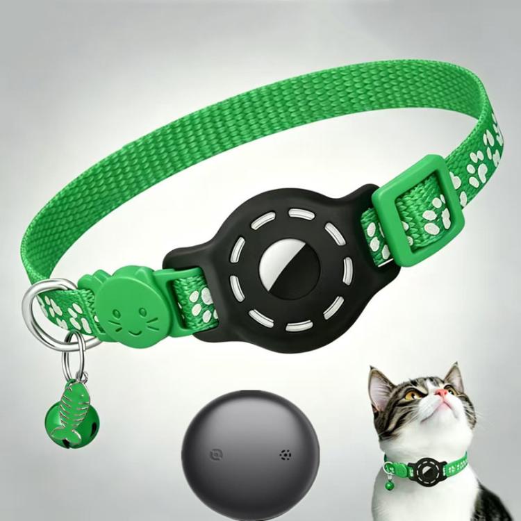Smart Cat Collar With Built-In Tracker Reflective Paw Prints Compatible with Google Find My