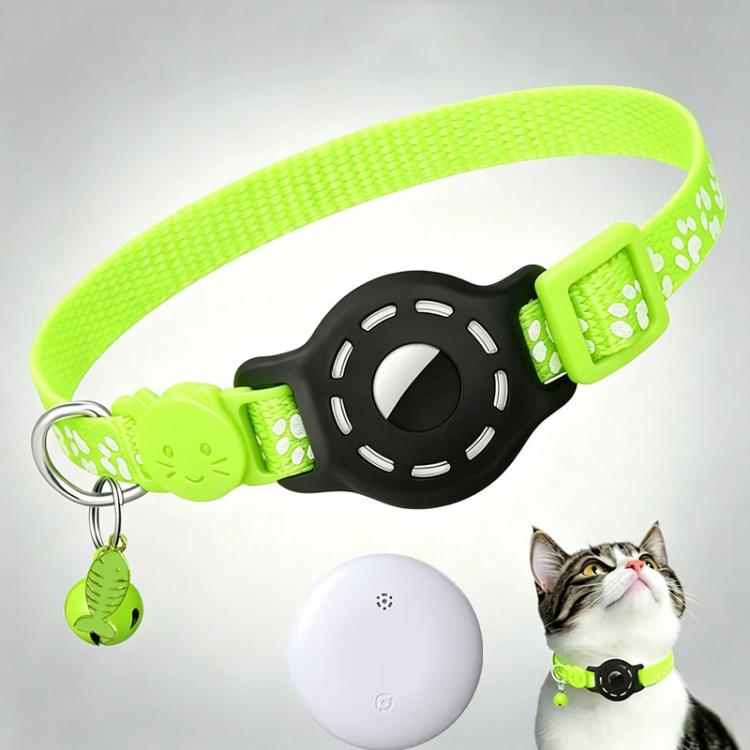 Smart Cat Collar With Built-In Tracker Reflective Paw Prints Compatible with Google Find My