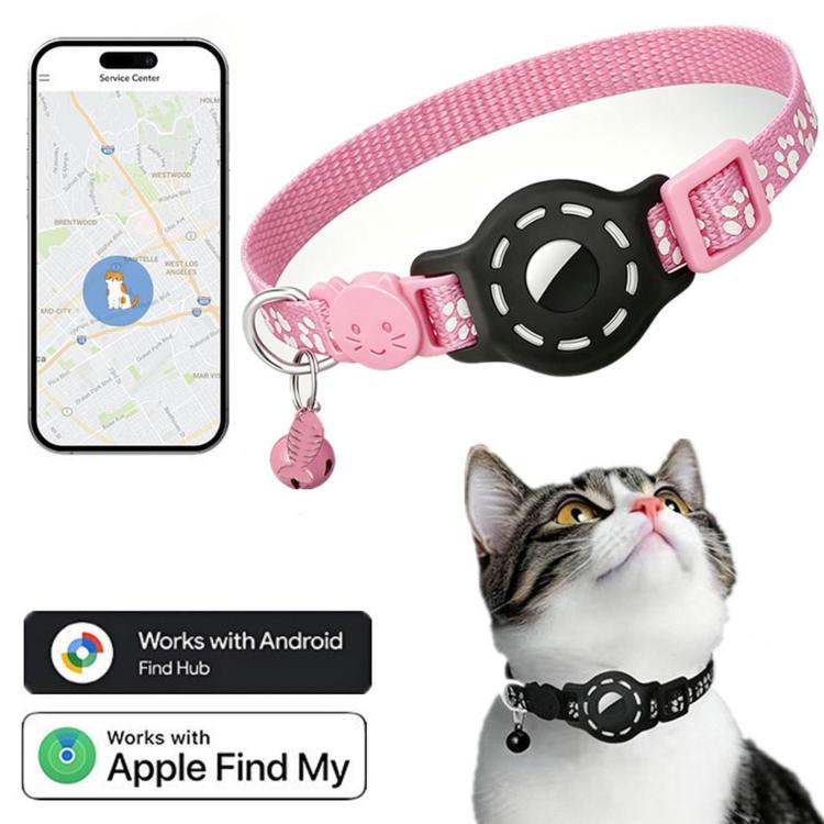 Smart Cat Collar With Built-In Tracker Reflective Paw Prints Dual System for iOS & Android