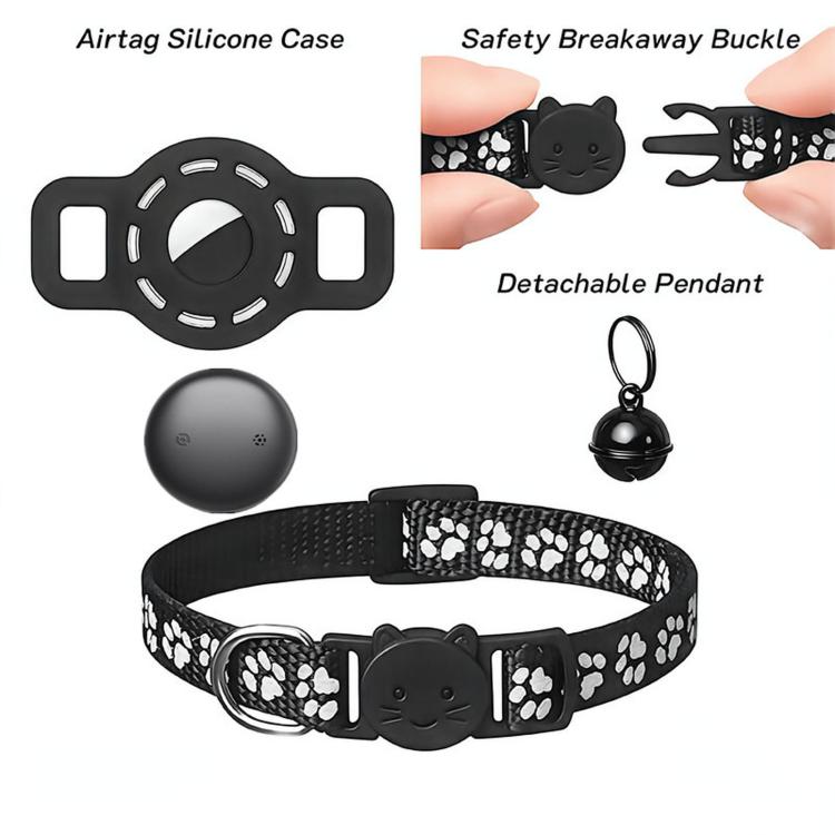 Smart Cat Collar With Built-In Tracker Reflective Paw Prints Dual System for iOS & Android