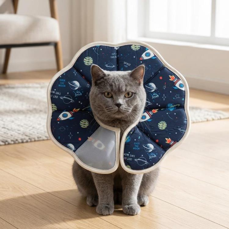Pet Elizabeth Collar Post-Surgery Anti-Lick Ring, Adjustable Soft Recovery Cone For Cats, Spec: L Rocket