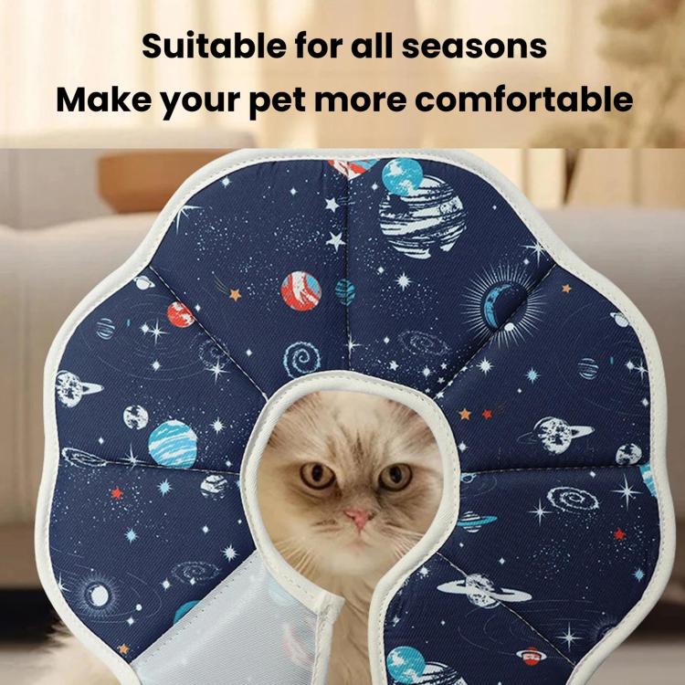 Pet Elizabeth Collar Post-Surgery Anti-Lick Ring, Adjustable Soft Recovery Cone For Cats, Spec: S Planet