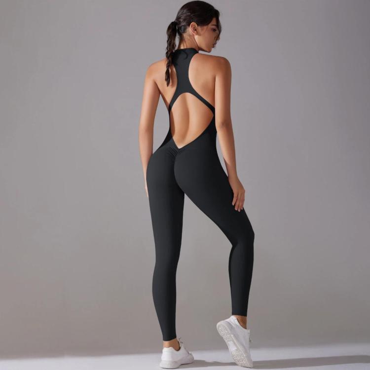 Long High-intensity Tight-fitting Backless Bodysuit/Yoga Wear, Size: L