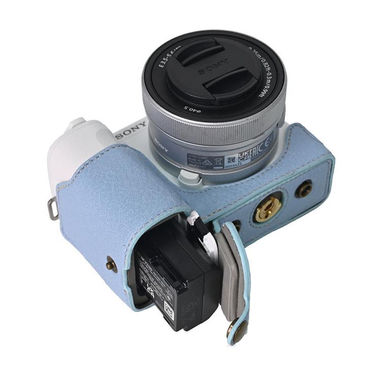 For Sony ZV-E10 II / ZV-E10M2 PU Leather Camera Case Bag Protective Half Body Cover With Shoulder Strap