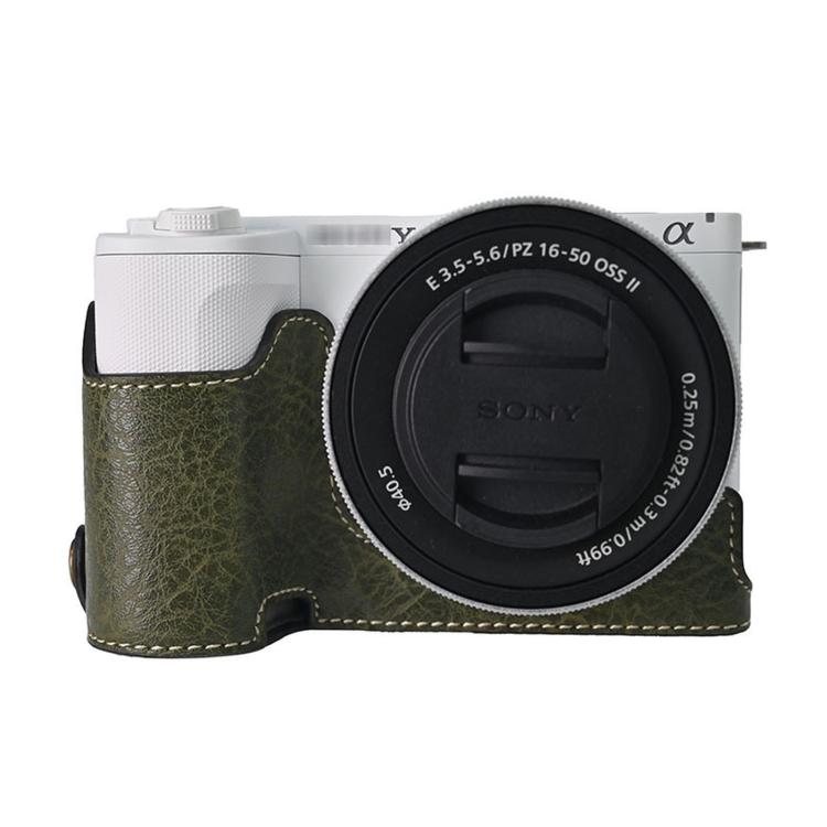 For Sony ZV-E10 II / ZV-E10M2 PU Leather Camera Case Bag Protective Half Body Cover With Shoulder Strap