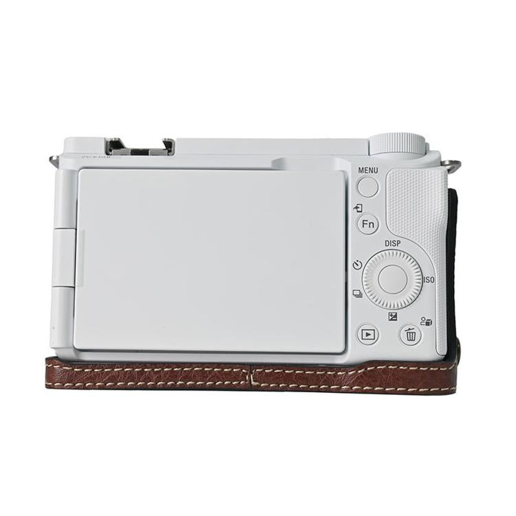 For Sony ZV-E10 II / ZV-E10M2 PU Leather Camera Case Bag Protective Half Body Cover With Shoulder Strap
