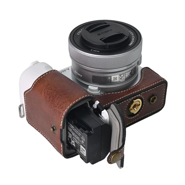 For Sony ZV-E10 II / ZV-E10M2 PU Leather Camera Case Bag Protective Half Body Cover With Shoulder Strap