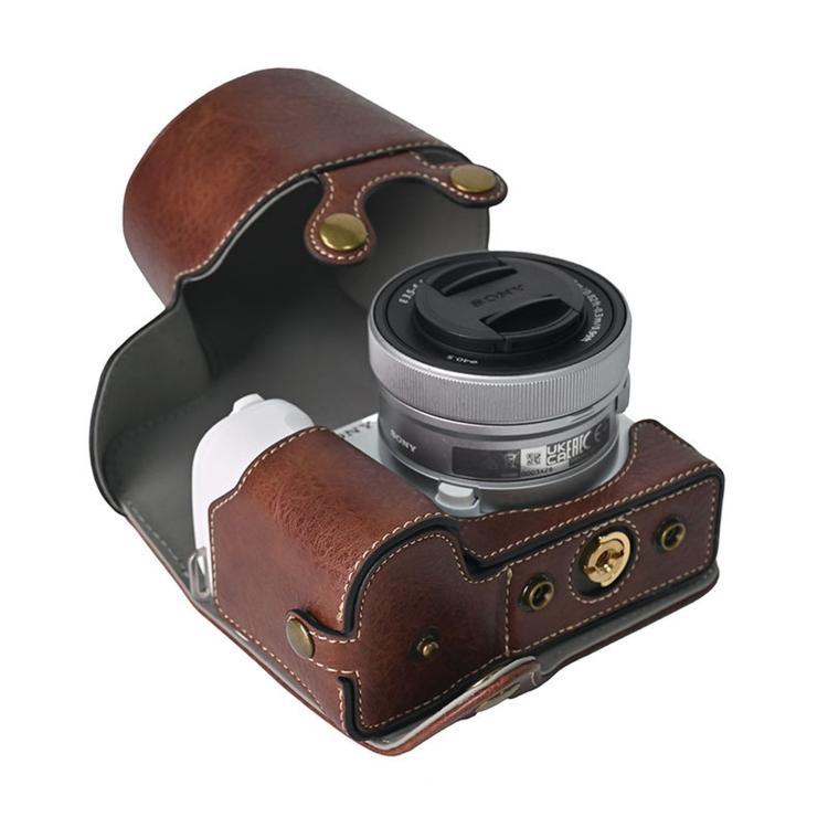 For Sony ZV-E10 II / ZV-E10M2 PU Leather Camera Case Bag Protective Half Body Cover With Shoulder Strap