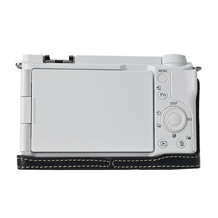 For Sony ZV-E10 II / ZV-E10M2 PU Leather Camera Case Bag Protective Half Body Cover With Shoulder Strap