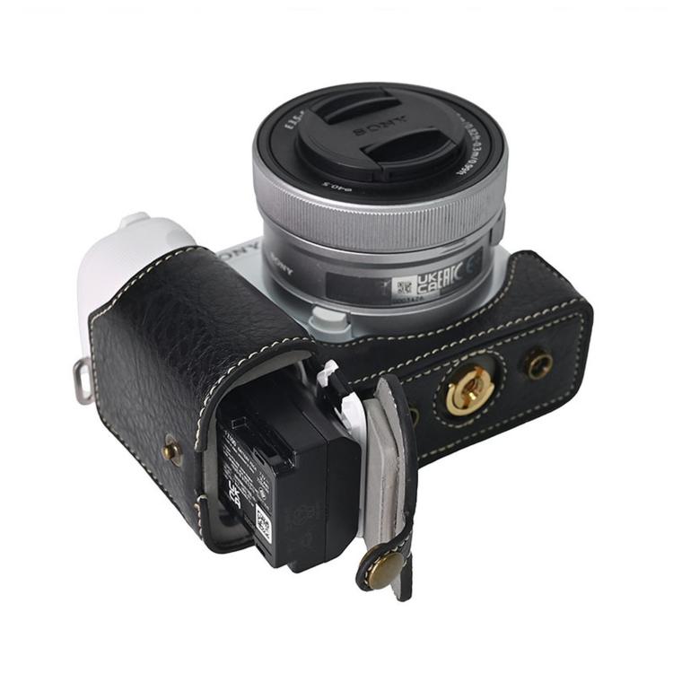 For Sony ZV-E10 II / ZV-E10M2 PU Leather Camera Case Bag Protective Half Body Cover With Shoulder Strap