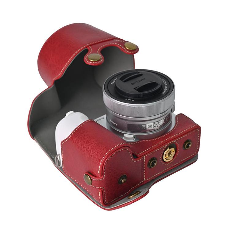 For Sony ZV-E10 II / ZV-E10M2 PU Leather Camera Case Bag Protective Half Body Cover With Shoulder Strap