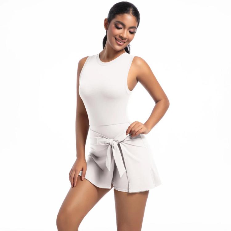 Anti-Exposure Tennis Skirt Bodysuit Breathable Fitness Yoga Wear, Size: XL