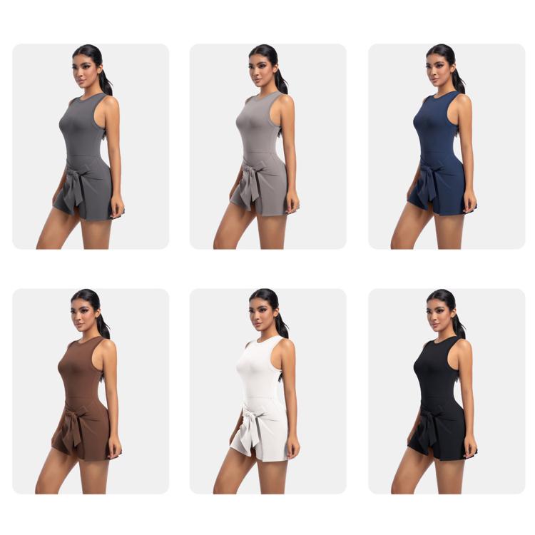 Anti-Exposure Tennis Skirt Bodysuit Breathable Fitness Yoga Wear, Size: M