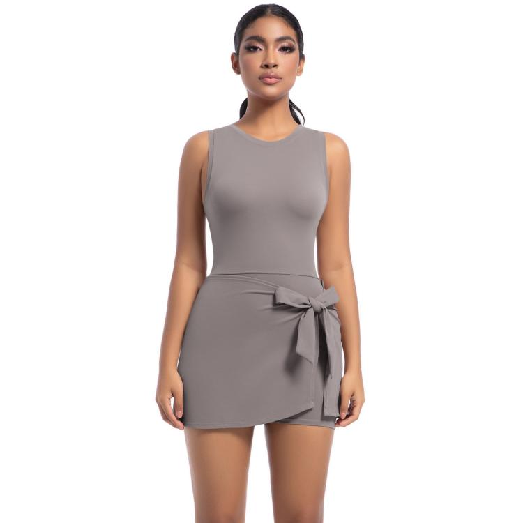 Anti-Exposure Tennis Skirt Bodysuit Breathable Fitness Yoga Wear, Size: XL