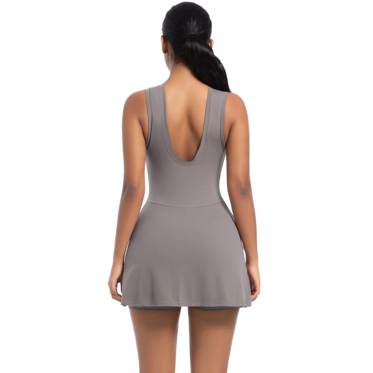 Anti-Exposure Tennis Skirt Bodysuit Breathable Fitness Yoga Wear, Size: M