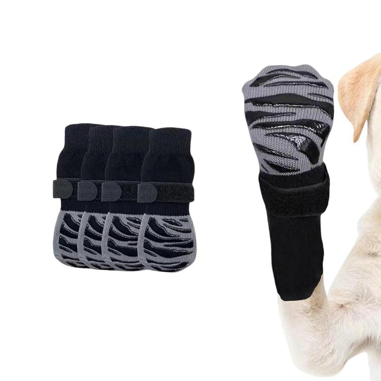 4pcs / Set Outdoor Silent Pet Socks For Medium & Large Dogs, Non-Slip Pet Paw Socks, Size: L