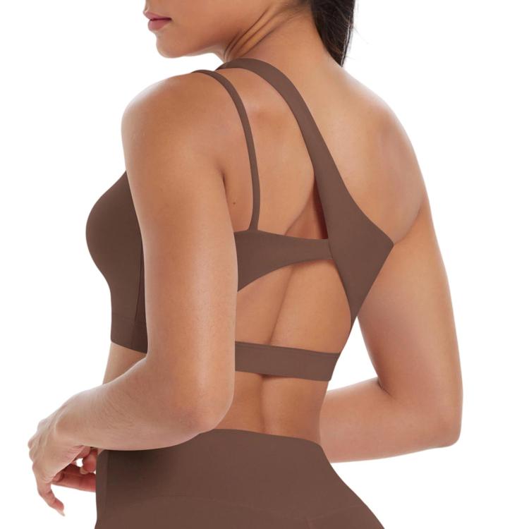 One-Shoulder Backless Sports Bra For Running Fitness And Yoga, Size: M