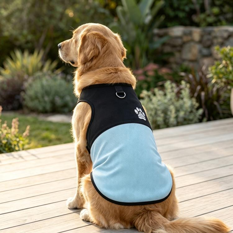 Color Block Dog Vest With Paw Print, Breathable Mesh Pet Harness Vest With Leash Attachment, Size: L