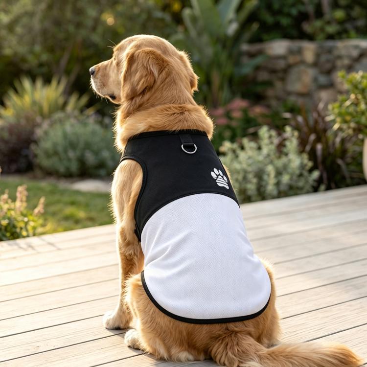 Color Block Dog Vest With Paw Print, Breathable Mesh Pet Harness Vest With Leash Attachment, Size: L