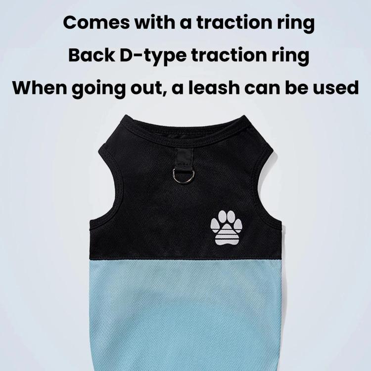 Color Block Dog Vest With Paw Print, Breathable Mesh Pet Harness Vest With Leash Attachment, Size: XS