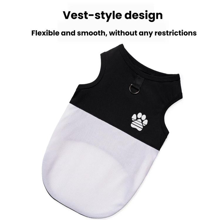 Color Block Dog Vest With Paw Print, Breathable Mesh Pet Harness Vest With Leash Attachment, Size: M