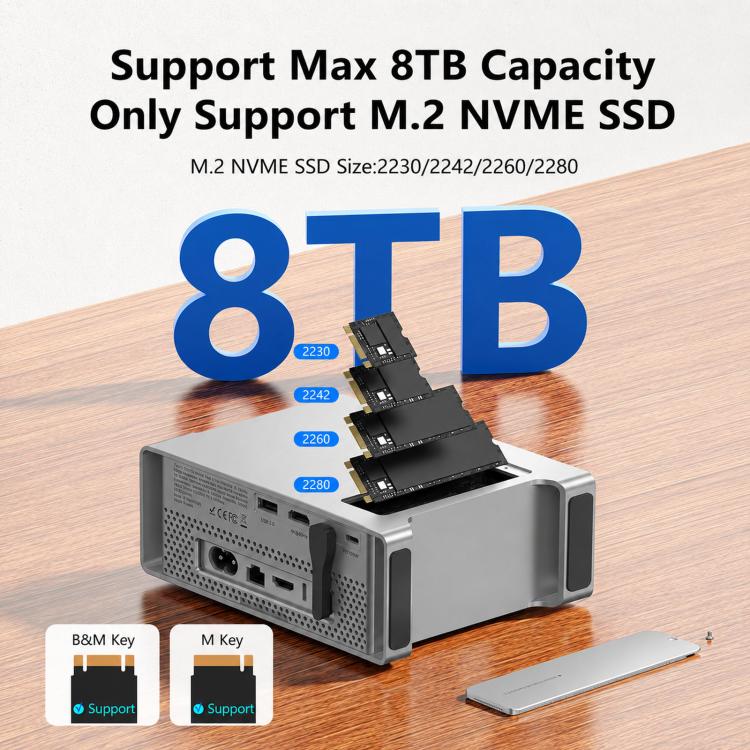 Blueendless MAC908 For Mac Mini M4 Stand & Hub With SSD Enclosure 2xUSB3.2+2xUSB2.0+SD/TF4.0+USB-C