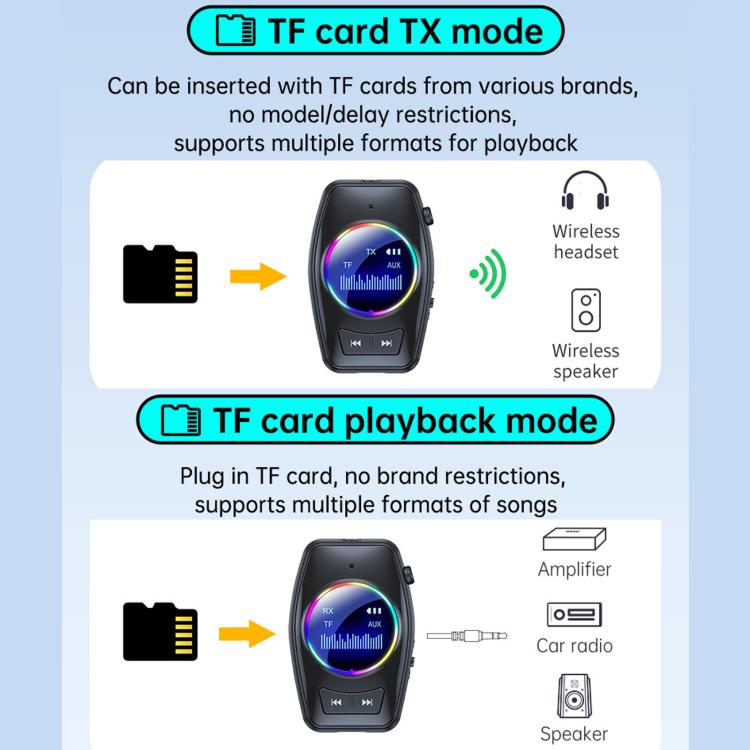 AUX Car Bluetooth 5.4 Receiver / Transmitter Audio Adapter With HD Display