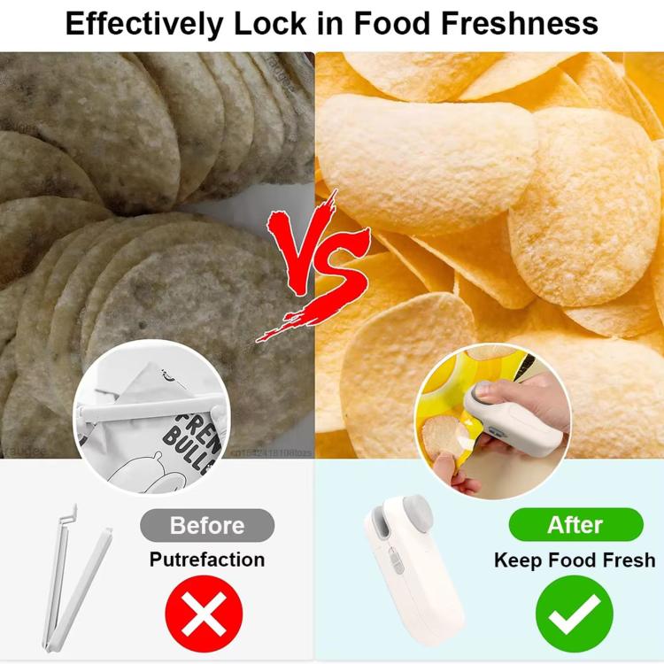 LsCook Mini Portable Snack Bag Sealer Compact Household Hand-Press Heat Sealer - White