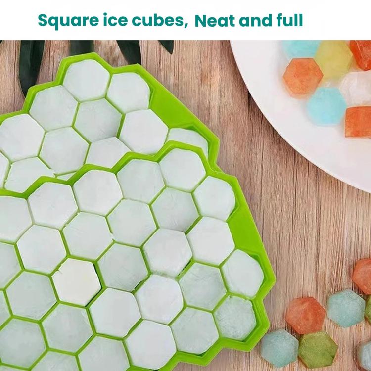 LsCook 18.3x11x2.2cm Silicone Ice Cube Tray With Lid Household Honeycomb Ice Cube Tray - Green