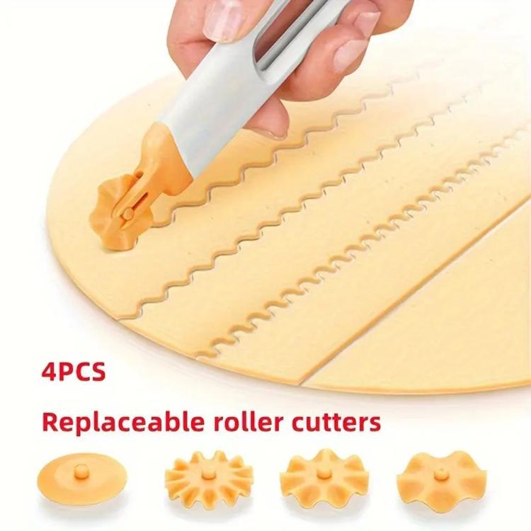 LsCook 4 In 1 Decorative Roller Cutter Set Baking and Cake Cutter - Color Box Packaging