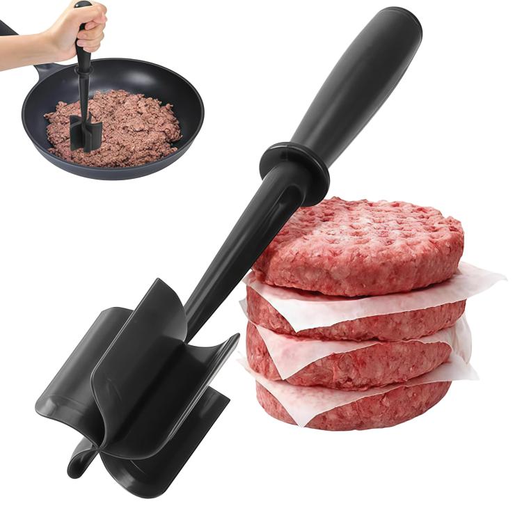 LsCook Plastic Handheld Meat Mincer Cooking Spatula - Black