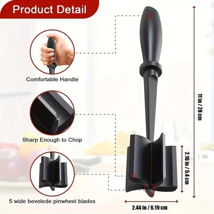 LsCook Plastic Handheld Meat Mincer Cooking Spatula - Black
