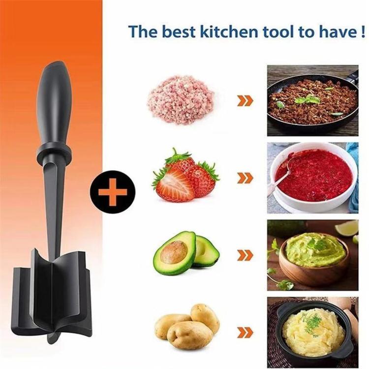LsCook Plastic Handheld Meat Mincer Cooking Spatula - Black