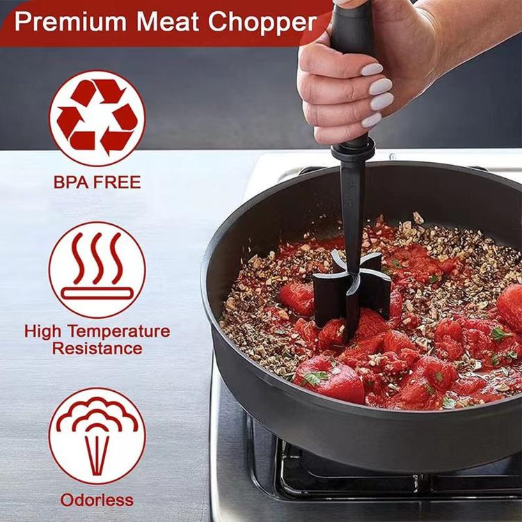 LsCook Plastic Handheld Meat Mincer Cooking Spatula - Black