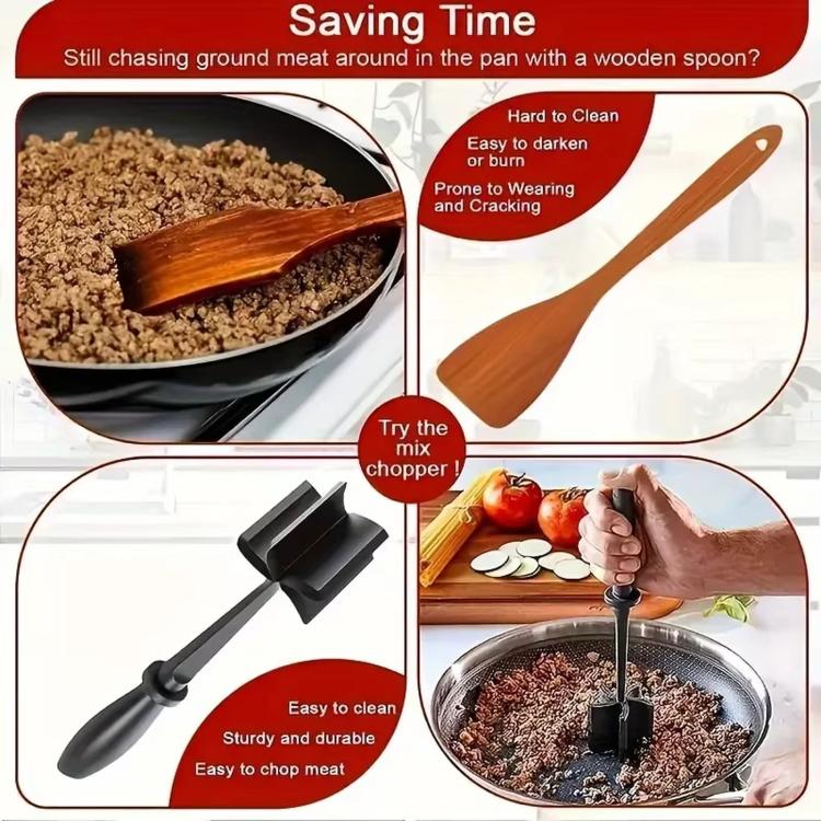 LsCook Plastic Handheld Meat Mincer Cooking Spatula - Black