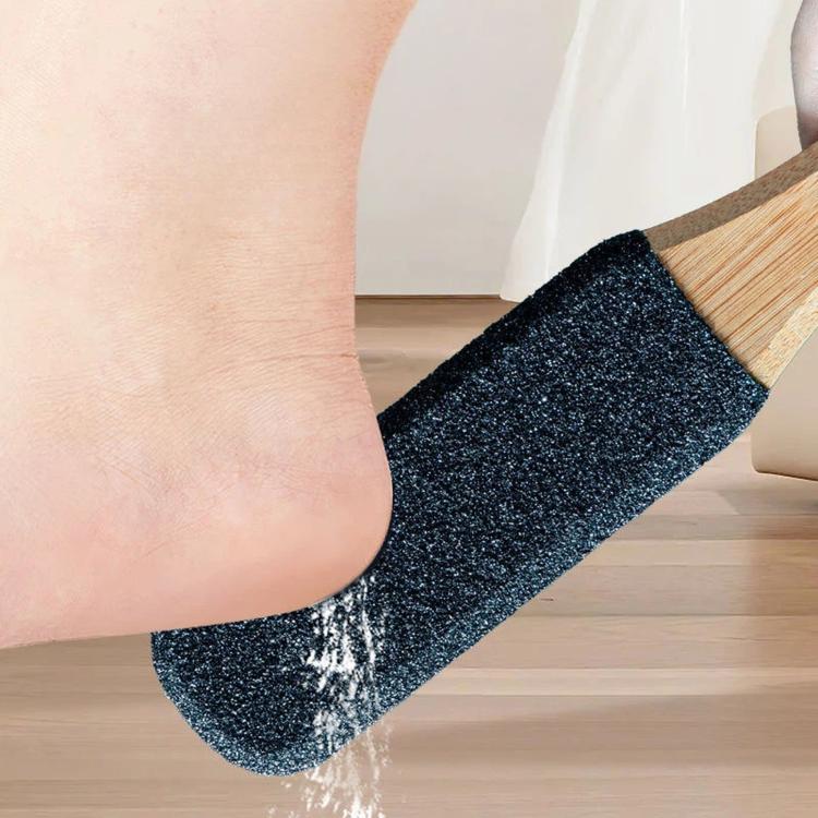 Foot File Callus Remover For Feet  5-Sided Silicon Carbide Pumice Stone With Ergonomic Bamboo Handle - Black