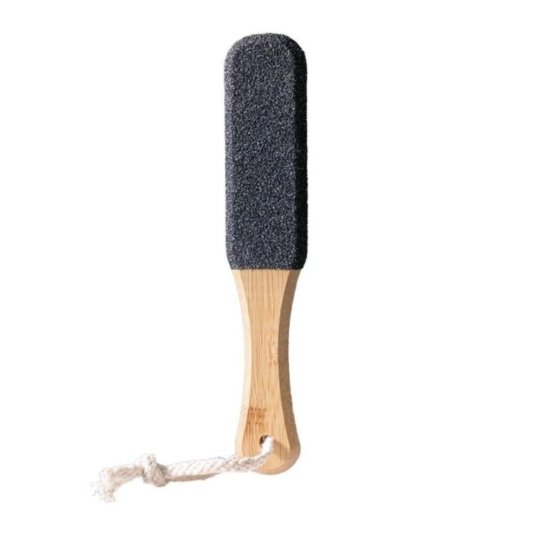Foot File Callus Remover For Feet  5-Sided Silicon Carbide Pumice Stone With Ergonomic Bamboo Handle - Black