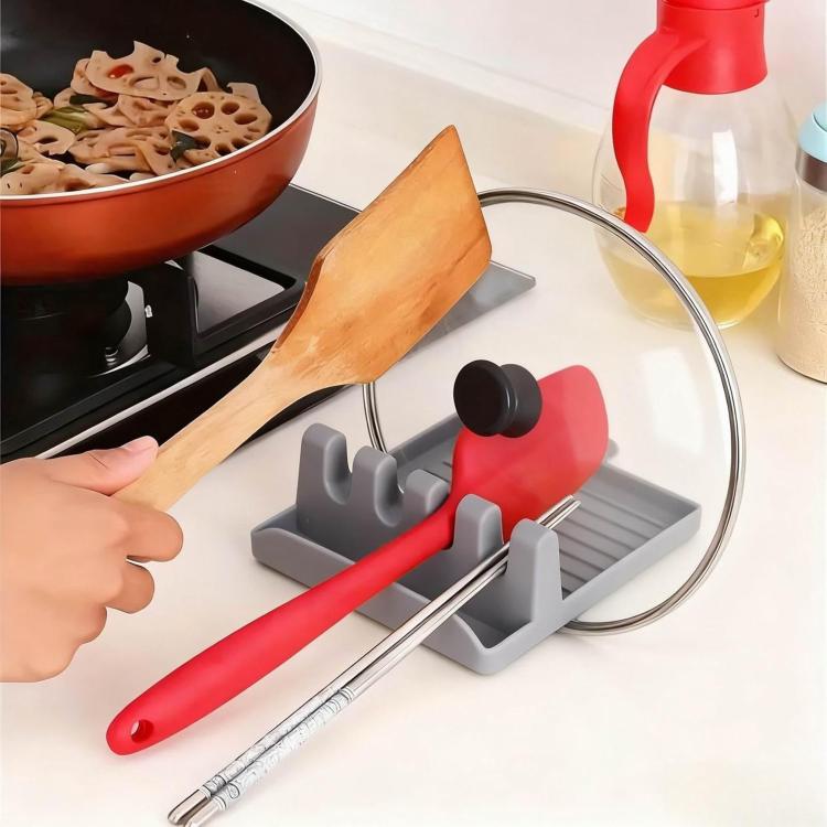 LsCook Kitchen Spatula Holder Storage Rack Multifunctional Utensil Organizer Drainer - Gray