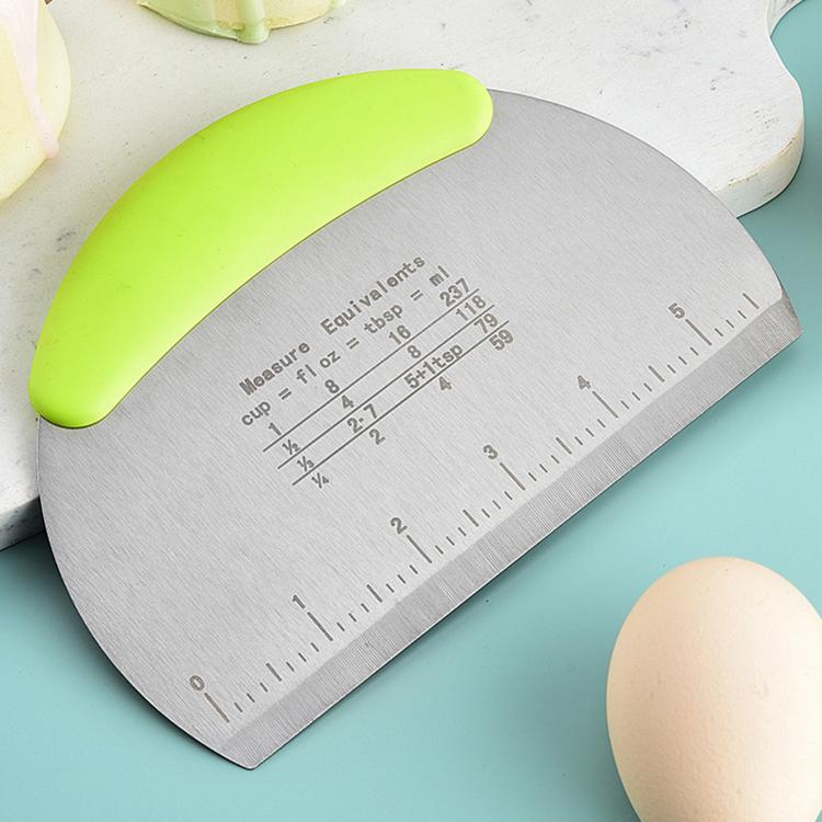 LsCook Stainless Steel Dough Cutter With Graduated Cream Scraper - Green