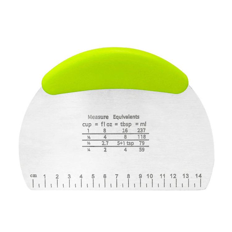 LsCook Stainless Steel Dough Cutter With Graduated Cream Scraper - Green