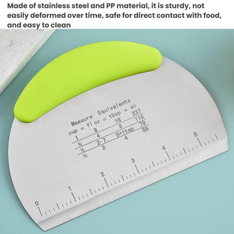 LsCook Stainless Steel Dough Cutter With Graduated Cream Scraper - Green