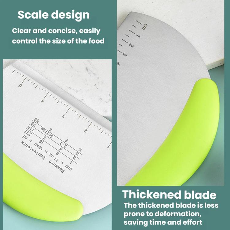 LsCook Stainless Steel Dough Cutter With Graduated Cream Scraper - Green