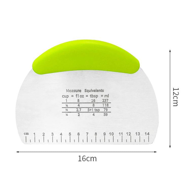 LsCook Stainless Steel Dough Cutter With Graduated Cream Scraper - Green