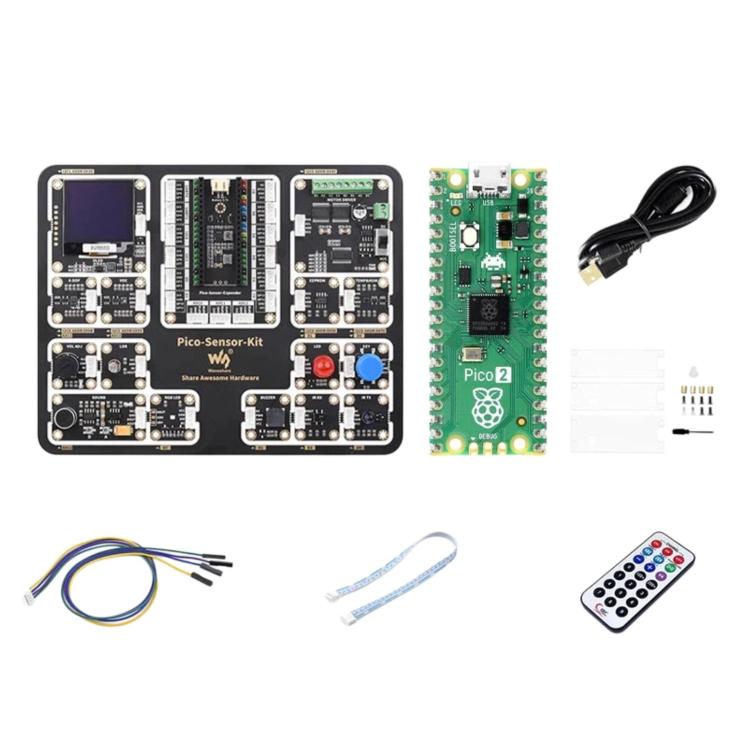 Waveshare For Raspberry Pi Pico 2 Microcontroller Board Based On Official RP2350 Chip Dual-Core & Dual-Architecture Design, Spec: Sensor Kit
