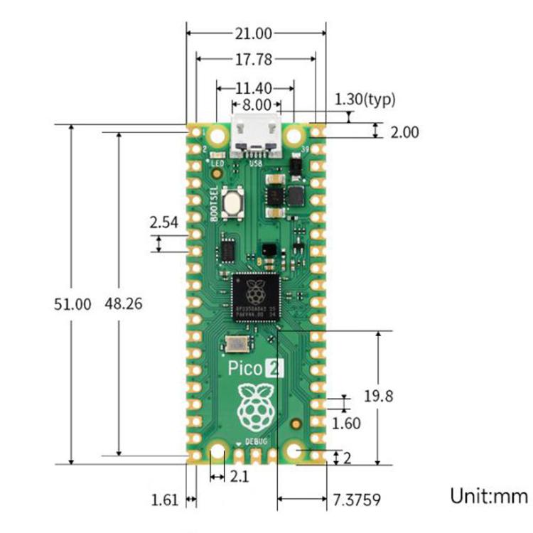 Waveshare For Raspberry Pi Pico 2 Microcontroller Board Based On Official RP2350 Chip Dual-Core & Dual-Architecture Design, Spec: Starter Kit